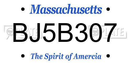 BJ5B307 Massachusetts License Plate