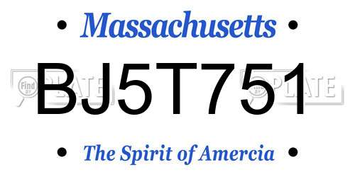 BJ5T751 Massachusetts License Plate