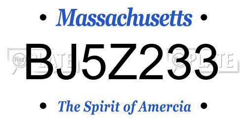 BJ5Z233 Massachusetts License Plate