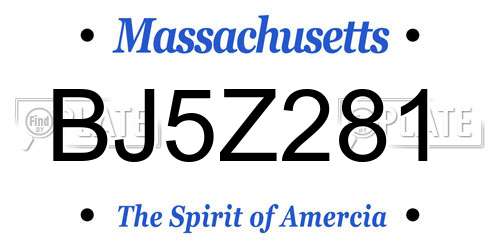 BJ5Z281 Massachusetts License Plate