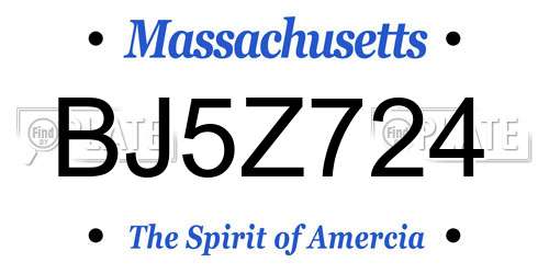 BJ5Z724 Massachusetts License Plate