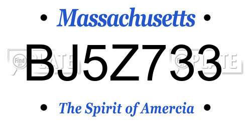 BJ5Z733 Massachusetts License Plate