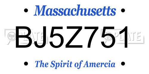 BJ5Z751 Massachusetts License Plate
