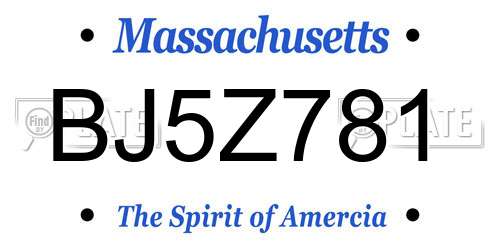 BJ5Z781 Massachusetts License Plate
