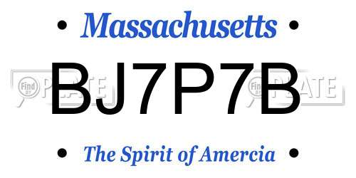 BJ7P7B Massachusetts License Plate