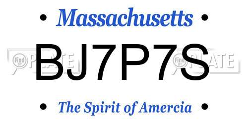 BJ7P7S Massachusetts License Plate