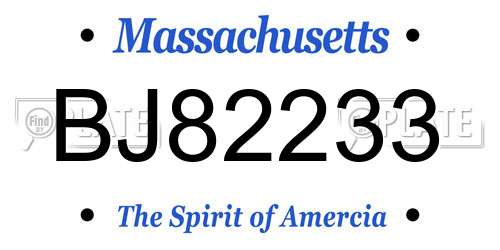 BJ82233 Massachusetts License Plate