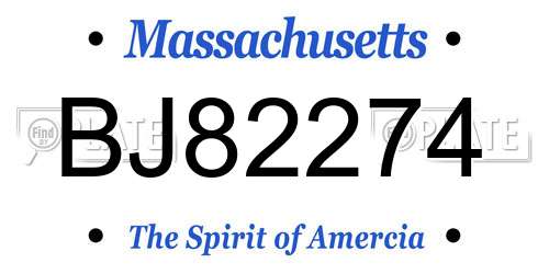 BJ82274 Massachusetts License Plate