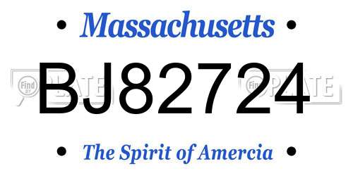 BJ82724 Massachusetts License Plate