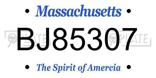 BJ85307 Massachusetts License Plate