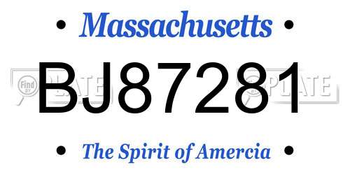BJ87281 Massachusetts License Plate