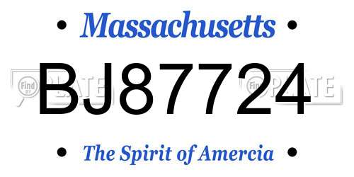 BJ87724 Massachusetts License Plate