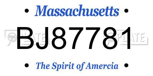 BJ87781 Massachusetts License Plate