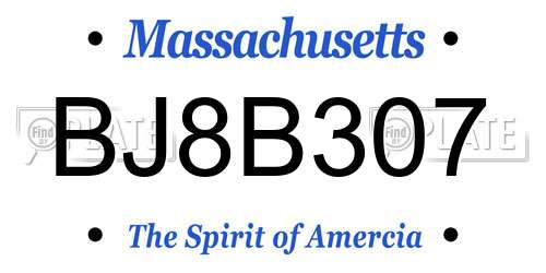 BJ8B307 Massachusetts License Plate