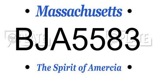 BJA5583 Massachusetts License Plate