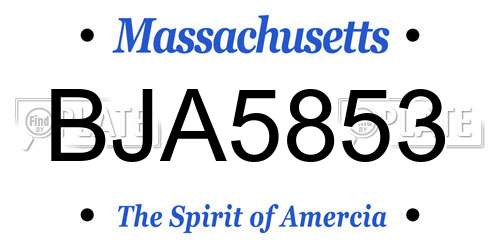 BJA5853 Massachusetts License Plate