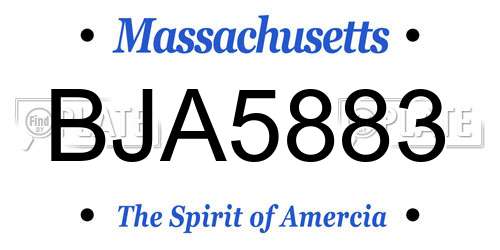BJA5883 Massachusetts License Plate