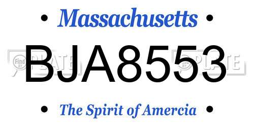 BJA8553 Massachusetts License Plate