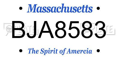 BJA8583 Massachusetts License Plate