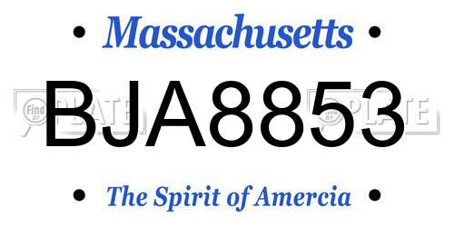 BJA8853 Massachusetts License Plate