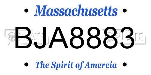 BJA8883 Massachusetts License Plate