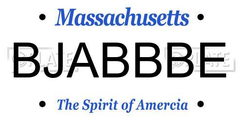 BJABBBE Massachusetts License Plate