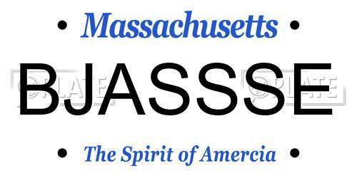 BJASSSE Massachusetts License Plate