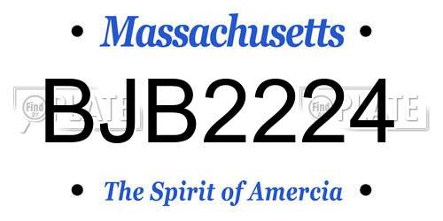 BJB2224 Massachusetts License Plate