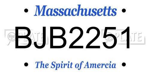 BJB2251 Massachusetts License Plate