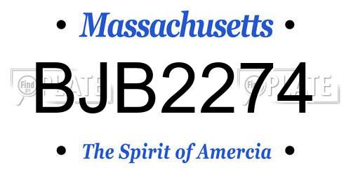 BJB2274 Massachusetts License Plate