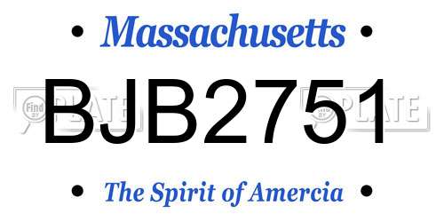 BJB2751 Massachusetts License Plate