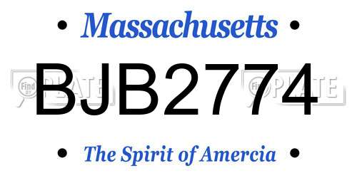 BJB2774 Massachusetts License Plate