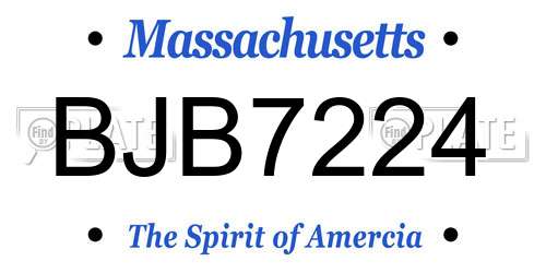 BJB7224 Massachusetts License Plate