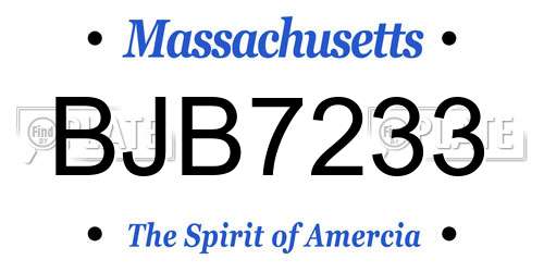 BJB7233 Massachusetts License Plate