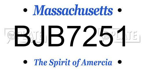 BJB7251 Massachusetts License Plate