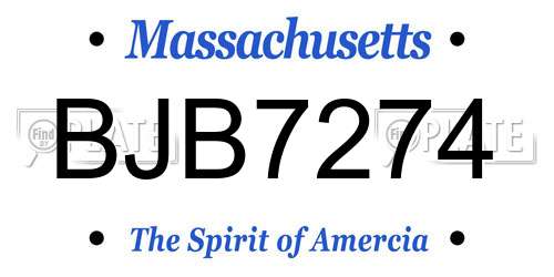 BJB7274 Massachusetts License Plate