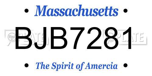 BJB7281 Massachusetts License Plate