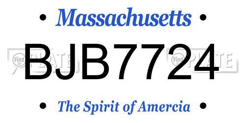 BJB7724 Massachusetts License Plate