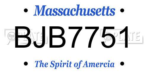 BJB7751 Massachusetts License Plate
