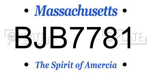BJB7781 Massachusetts License Plate