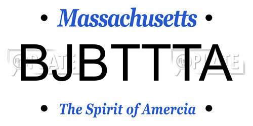 BJBTTTA Massachusetts License Plate
