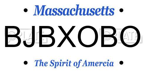 BJBXOBO Massachusetts License Plate