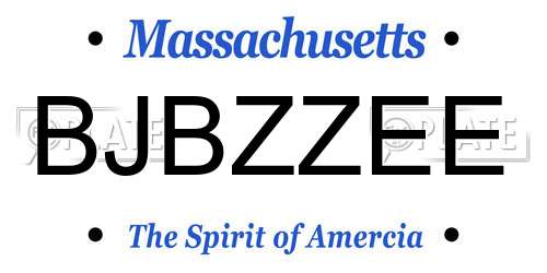 BJBZZEE Massachusetts License Plate