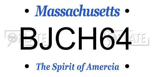 BJCH64 Massachusetts License Plate