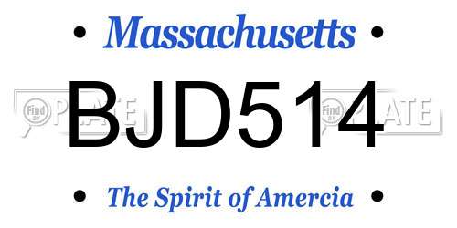 BJD514 Massachusetts License Plate
