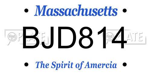 BJD814 Massachusetts License Plate