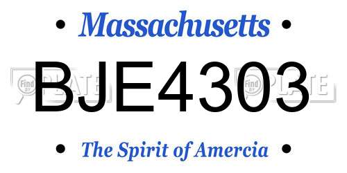 BJE4303 Massachusetts License Plate