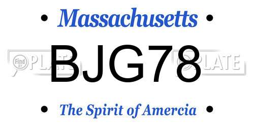 BJG78 Massachusetts License Plate
