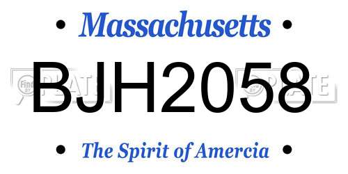 BJH2058 Massachusetts License Plate