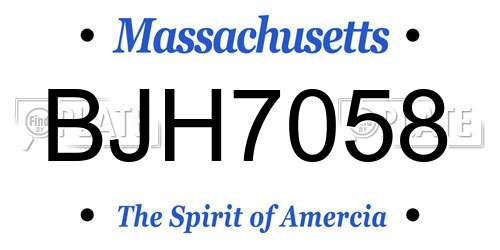 BJH7058 Massachusetts License Plate